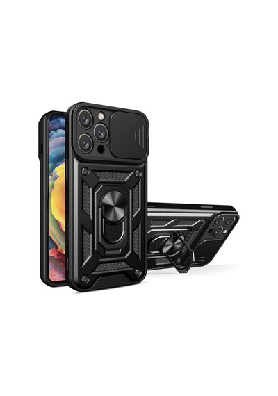 Apple İphone 16 Pro Max Kılıf Pars Lens Yüzüklü Silikon - Siyah