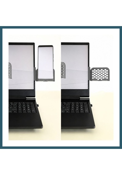 Bezos 3d Baskı Monitor Telefon Tutucu - Petek Desenli Laptop Kenar Telefon Tutucu-gri Ob Standart