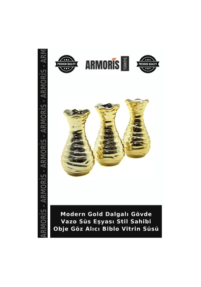 Modern Gold Dalgalı Gövde Vazo Süs Eşyası Stil Sahibi Obje Göz Alıcı Biblo Vitrin Süsü