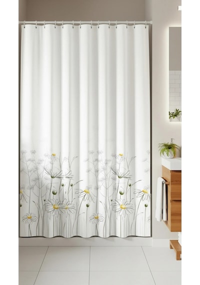 Tropik Home-daisy Papatya-çift Kanatlı Banyo Duş Perdesi 110x200 Yeşil