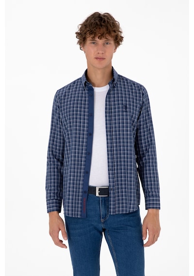 U.S. Polo Assn. Erkek Mavi Ekoseli Uzun Kollu Lacivert Gömlek 50316631-VR032