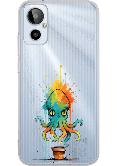 General Mobile 23se İle Uyumlu Splash Ahtapot Tasarımlı Şeffaf Silikon Kılıf 051a