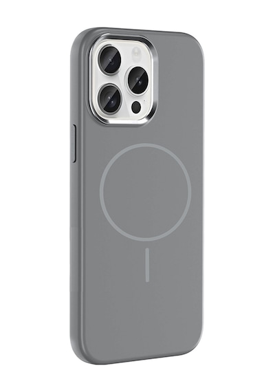 Apple Uyumlu iPhone 15 Pro Max Kılıf M-safe Şarj Özellikli Metal Kamera Çerçeveli Mkst Edi Silikon Kapak - Siyah Siyah