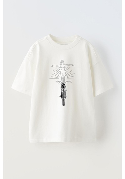 Thewert Unisex Illustration For Deus Ex Machina Tasarım Baskılı Pamuk Beyaz Oversize T-shirt