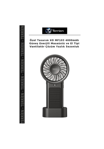 Özel Tasarım Xo Mf103 4000mah Güneş Enerjili Masaüstü Ve El Tipi Vantilatör Çözüm Yazlık Sezonluk