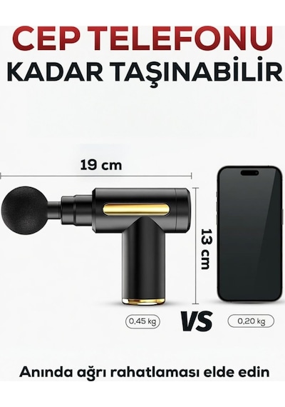 Masaj Tabancası Şarjlı 6 Kademeli Boyun Bel Sırt Bacak Ayak Masajı Mini Masaj