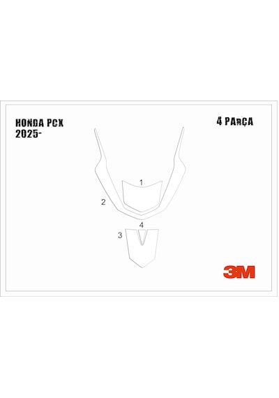 Honda Pcx 2025- Tank Pad Ve Grenaj Kaplama 4 Parça Siyah 88514007