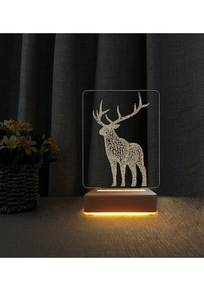 3d Geyik Tasarımlı Lamba 3d Led Masa Lambası Doğum Günü Hediyesi Lamba
