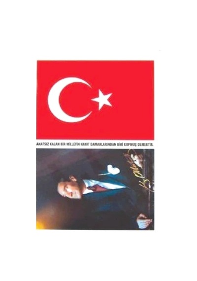 Türk Bayrağı Bayrak - Atatürk Yapışkanlı Çıkartma 12x17cm - 10 Adet Kırmızı