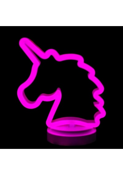 Neon Işıklı Unicorn Masa Gece Lambası Pil Usb Çok Renkli