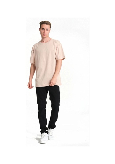 Erkek Düz Penye Tişört Bisiklet Yaka Kısa Kol Regular Fit T-shirt - Bej