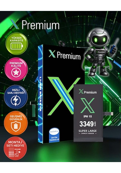 Xpremium Apple Uyumlu iPhone  15 Batarya 3349 Mah Süper Yüksek Kapasiteli Güçlendirilmiş Pil