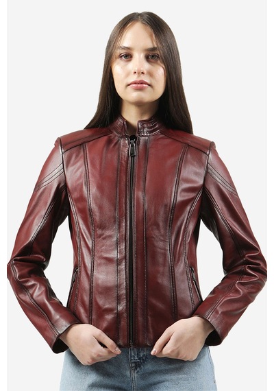 Dericlub Evelyn Kadın Slimfit Hakiki Deri Mont Ök.bordo Ök.bordo