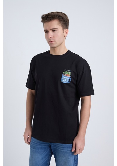 Velvoria Unisex Oversize Siyah Sometimes Bear T-shirt