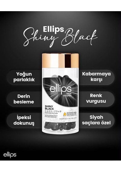 Ellips Shiny Black Siyah Saçlara Özel Işıltı Veren Saç Vitamini 30 Adet