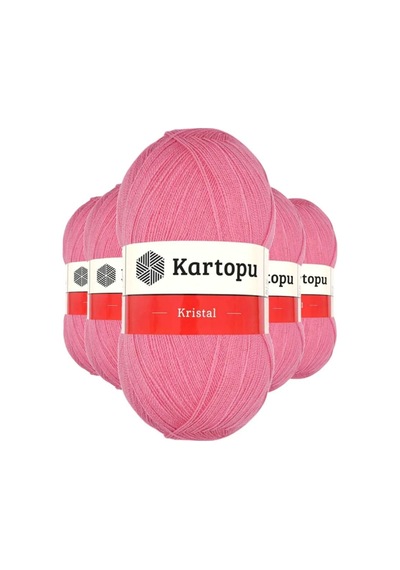 5 Adet Kristal Çift Katlı El Örgü Lif İpi Koyu Pembe K1790 - Kartopu Mudanis