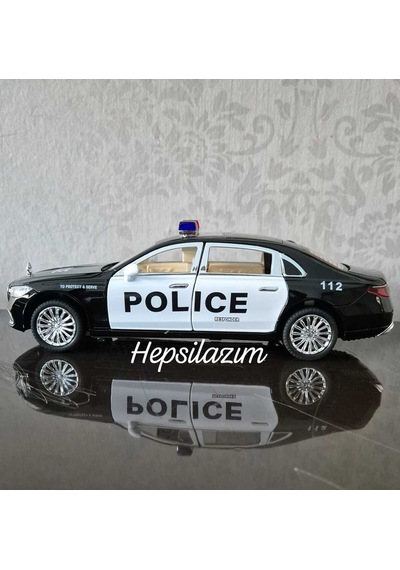 Metal Oyuncak Polis Araba Mercedes Maybach Model Araç Sesli Işıklı Çekbırak Diecast 23cm Diğer