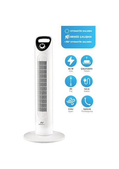 Ev-30 Kule Tipi Vantilatör Sessiz Çalışma Şık Ve Modern Tasarım Ev Ve Ofis Kullanımı