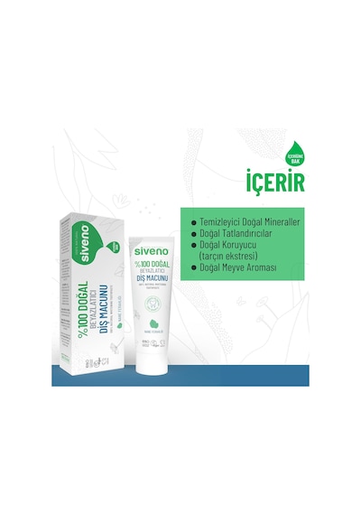Siveno%100 Doğal Diş Macunu Beyazlatıcı Nane Ferahlığı Florürsüz 65 Gr Beyazlatma