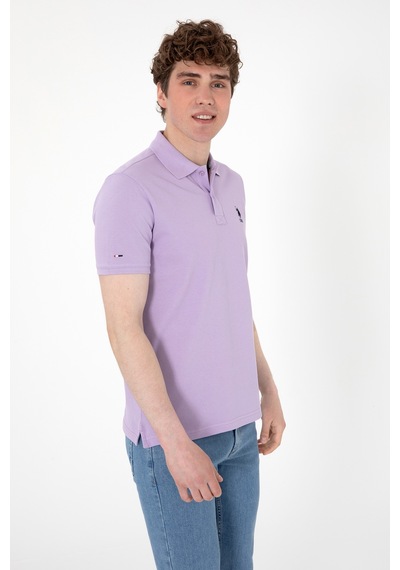 U.S. Polo Assn. Erkek Slim Fit Polo Yaka Lila Basic Tişört 50307699-VR034