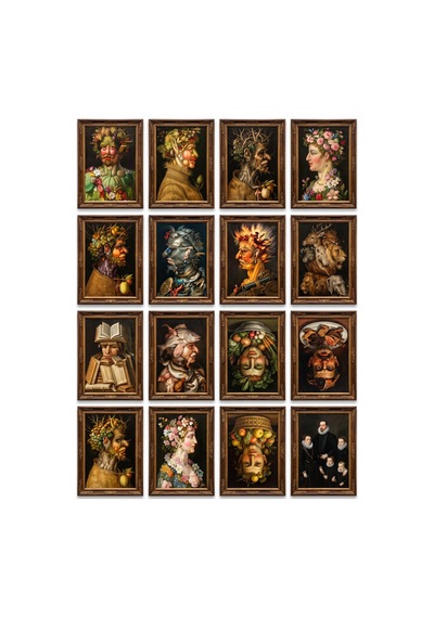 Giuseppe Arcimboldo Tabloları 16'lı Sticker Seti Laptop Defter Planlayıcı Etiket Çok Renkli