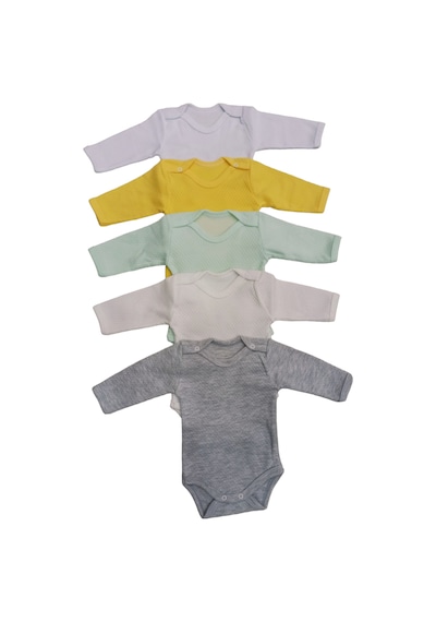 Özdemirli Bebe Uzun Kollu Çıtçıtlı Badi Bisiklet Yaka Body Zıbın (5li Paket)