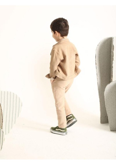 Nanica Kids Erkek Çocuk Pamuklu Cepli Düğmeli Ceket-15731 Kahverengi