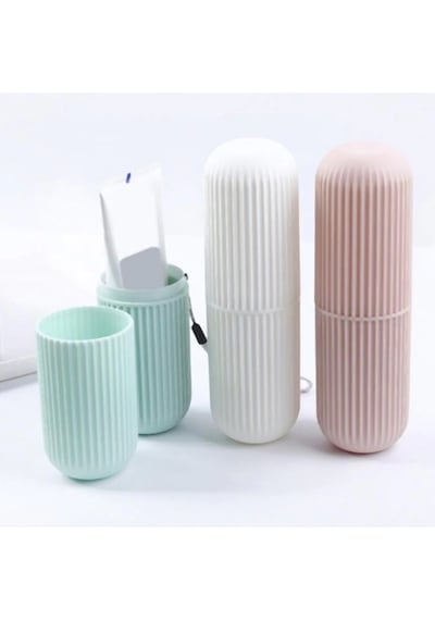 Seyahat Tipi Plastik Diş Fırçası Gözlük Kalem Fırça Erzak Saklama Kabı Düzenleme Kalemlik 4741 2 Adet Sarı