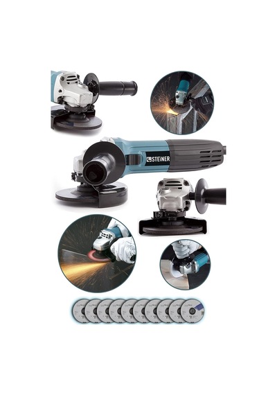 Alman 2400 Watt Profesyonel Avuç İçi Spiral Taşlama Makinesi 125 Mm + 10 Disk