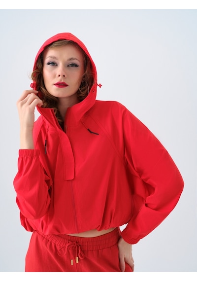 Oversize Kadın Yağmurluk Kırmızı