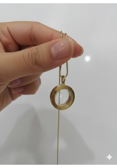 Akfecan Çelik 316l Altın Rengi Içi Açılır Daire Kolye Altın