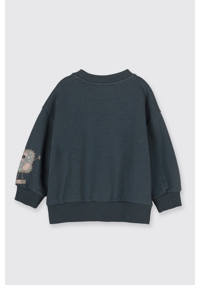Panço Erkek Bebek Yumuşak Dokulu Petrol Sweatshirt Mavi