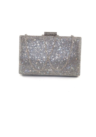 Keeba Taşlı Clutch Abiye Çanta Gümüş