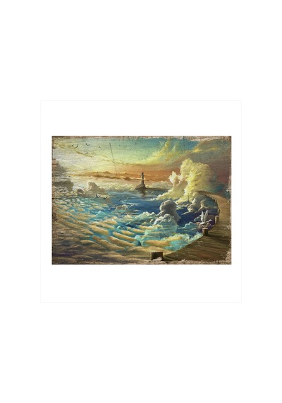 Bedeko Deniz Feneri Ve Bulutlar Modern Mdf Tablo 50 Cm X 70 Cm