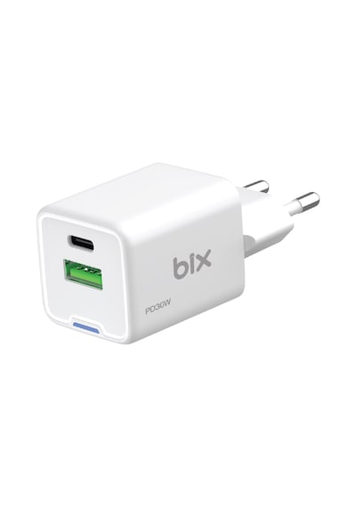 Bix BX2P30G GaN 30W Çift Portlu Şarj Cihazı Beyaz