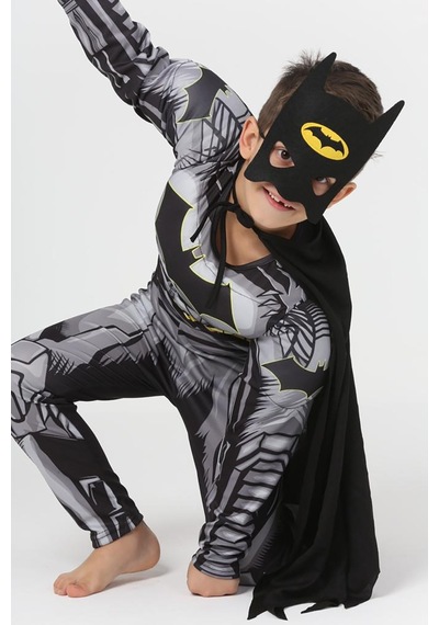 Lolliboomkids Yeni Sezon Sevilen Karakter Yarasa Adam / Batman Süper Kahraman Kaslı Kostüm Siyah Lolliboomkids Yeni Sezon Sevilen Karakter Yarasa Adam / Batman Süper Kahraman Kaslı Kostüm Siyah