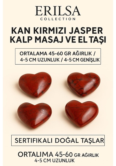 Sertifikalı Kan Kırmızı Jasper Kalp Masaj Ve El Taşı Güç, Kararlılık Ve Enerji Dengeleyici Kristal