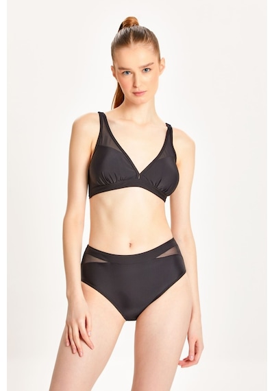 Too Salty Swimwear Kadın Tül Detaylı Toparlayıcı Yüksek Bel Bikini Takımı 24s100st Siyah