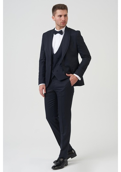 White Stone Houston D2404 Slim Fit 6 Drop Damatlık Takım Elbise Lacivert - Laci Lacivert