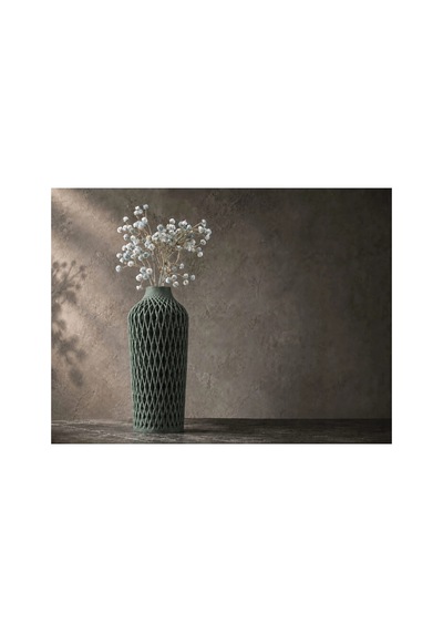 Diamont Metalic Green Vazo Modern Dekoratif 3d Baskı Vazo 137x250 Mm Çok Renkli