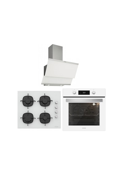 Silverline BO6504W01 - CS5335W01 - 3420 Classy 60 Beyaz Cam Ankastre Set