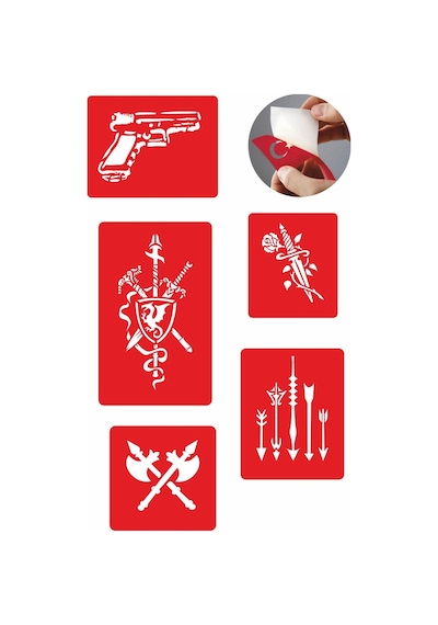 Enhavalı Savaş Aletleri Geçici Dövme Kına Şablonu 5'li