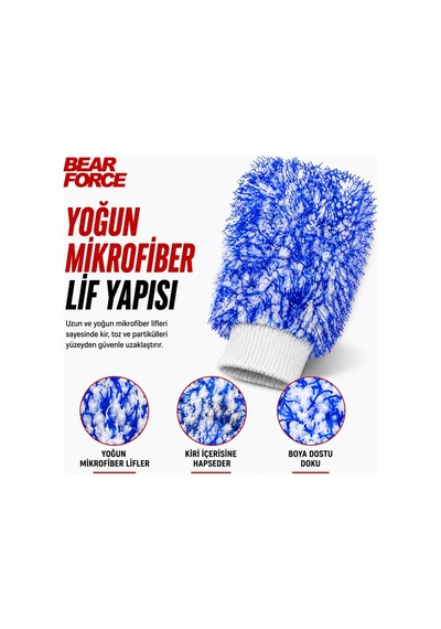 Robeve Bear Force Uzun Tüylü Mikrofiber Araç Yıkama Eldiveni Yoğun Köpük Taşıma Özellikli, Yüksek Su Emici, Çiziksiz Ve Güvenli Temizlik Için Boya Dostu Mikrofiber Oto Yıkama Eldiveni