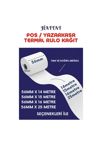 Hattat Termal Pos Rulo 10 Adet Rulo 56 MM x 25 M