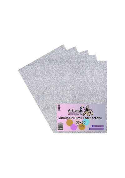 Simli Fon Kartonu 35X50 5 Adet Artlantis Simli Fon Kartonu 35x50
