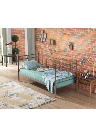 Bedliga Alpas Daybed Ferforje Metal Tek Kişilik Karyola 90X200