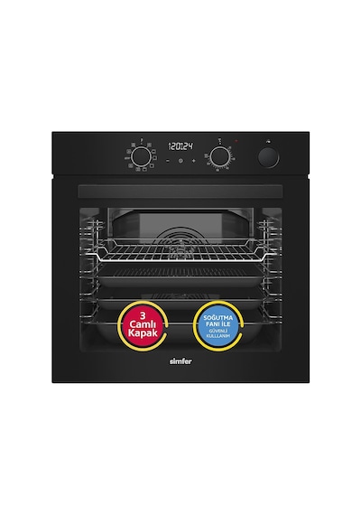 Simfer 8244 - 3750 - 8738 0+10 Fonksiyon Steam Master Siyah 3'lü Ankastre Set