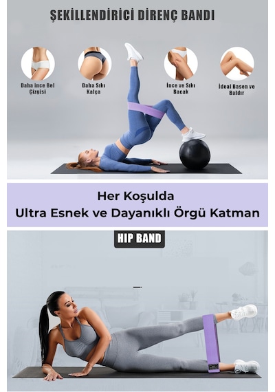 Technojet Direnç Bandı Pilates, Squat Ve Kalça Şekillendirici Egzersiz Lastiği Mor