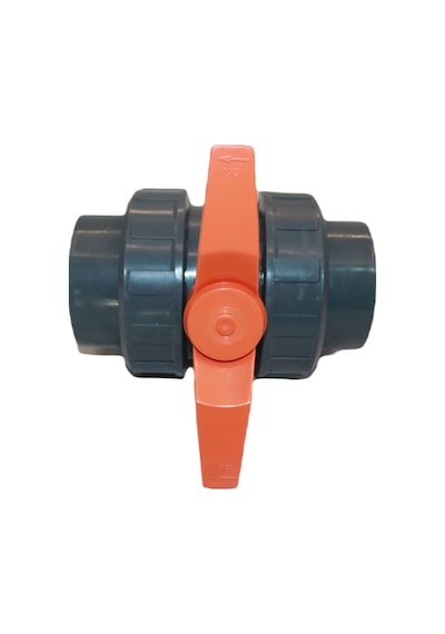 3" Teknoplastik Soketli PVC Küresel Vana – 2 Yönlü (90° Kol) – Sulama ve Endüstri Uyumlu
