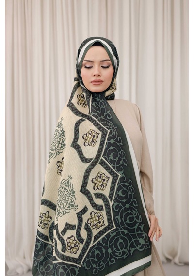 Mimiyum Rüveyda Premium Soft Şal Haki Bej Çok Renkli